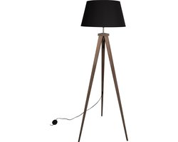 WOOOD Exclusive Omar Vloerlamp - Bamboe/Stof - Zwart - 153x60x50