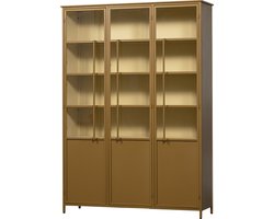 WOOOD Exhibit 3-deurs Vitrinekast XL - Metaal - Geel - 200x140x44