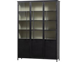 WOOOD Exhibit 3-deurs Vitrinekast XL - Metaal - Zwart - 200x140x44 cm