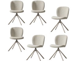 WOOOD Femke Eetkamerstoel - Bouclé - Naturel - Set van 6