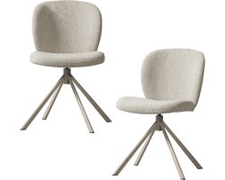 WOOOD Femke Eetkamerstoelen - Bouclé - Naturel - Set van 2
