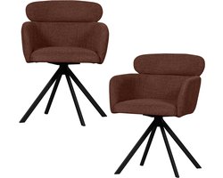 WOOOD Fenne Draaibare Eetkamerstoelen - Geweven Stof - Chestnut-Set van 2