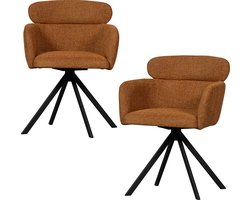 WOOOD Fenne Draaibare Eetkamerstoelen - Polyester - Ginger - Set van 2
