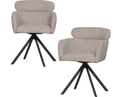 WOOOD Fenne Draaibare Eetkamerstoelen - Polyester - Naturel -Set van 2