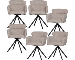 WOOOD Fenne Eetkamerstoelen - Polyester - Naturel - Set van 6