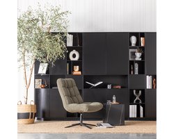 WOOOD Finca Opbergkast Rond Links - Zwart - 210x78x40