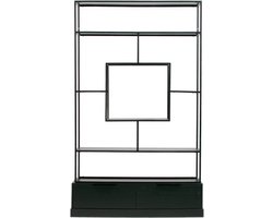 WOOOD Fons Vakkenkast - Metaal/hout - Zwart - 204x126x38