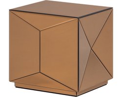 WOOOD Glintz Bijzettafel - Hout/Spiegelglas - Bruin - 40x40x40