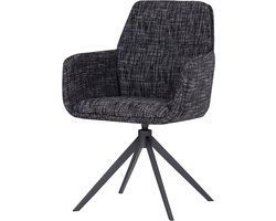 WOOOD Grant Eetkamerstoel Met Armleuning - Melange - Zwart - 88x61x63