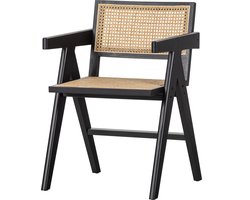 WOOOD Gunn Eetkamerstoel - Rattan - Zwart - 80x54x54