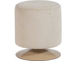 WOOOD Islen Poef Met Draaivoet - Bouclé - Beige - 47x39x39