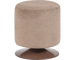 WOOOD Islen Poef Met Draaivoet - Bouclé - Bruin - 47x39x39