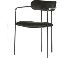 WOOOD Ivy Eetkamerstoel - Fluweel - Zwart - 74x52x50