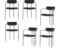 WOOOD Ivy Eetkamerstoelen - Fluweel - Zwart - Set van 6
