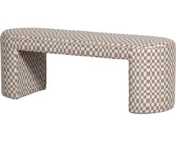 WOOOD Jacob Bankje - Chess Stof - Ruitjes - Zand/Beige - 46x130x46 cm