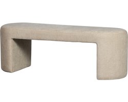WOOOD Jacob Bankje Zonder Rugleuning - Chenille Stof - Naturel/Beige - 46x130x46 cm