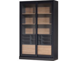 WOOOD James Vitrinekast - Grenen - Zwart - 200x125x47