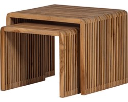 WOOOD Jasmijn Bijzettafels - Recycled Teak - Naturel - Set van 2