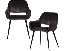 WOOOD Jelle Stoel - Velvet - Grijs - Set van 2