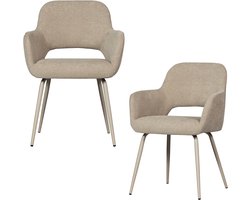 WOOOD Jenny Eetkamerstoelen - Polyester - Naturel - Set van 2