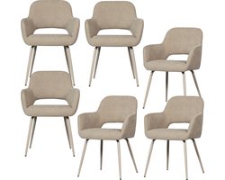 WOOOD Jenny Eetkamerstoelen - Polyester - Naturel - Set van 6