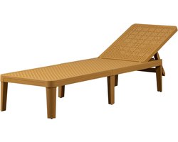WOOOD Jinte Ligbed Tuin - Met Verstelbare Rugleuning - Kunststof - Geel - 29x55x191 cm