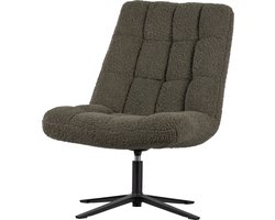 WOOOD Job Draaifauteuil - Teddy Stof - Groen - 101x70x85 cm