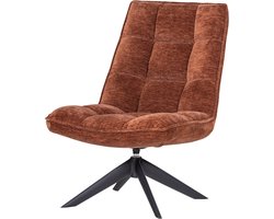 WOOOD Jouke Draaifauteuil - Chenille Structuur - Roestbruin - 97x70x85