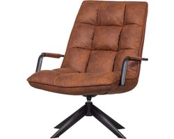 WOOOD Jouke Draaifauteuil - Kunstleer - Cognac - 96x70x85