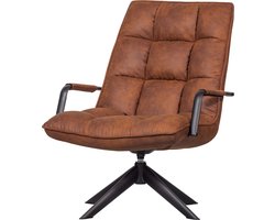 WOOOD Jouke Draaifauteuil - Kunstleer - Cognac/Bruin - 96x70x85 cm