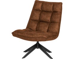 WOOOD Jouke Draaifauteuil - Kunstleer - Cognac/Bruin - 97x70x85 cm