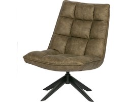 WOOOD Jouke Draaifauteuil - Kunstleer - Groen - 97x70x85 cm