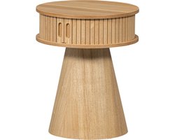 WOOOD Karri Nachtkastje Rond - Met Handige Opbergruimte - Hout - Naturel - 46x38x38 cm