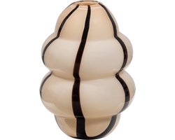 WOOOD Kency Vaas Met Streep - Glas - Naturel/Zwart - 32x23x23