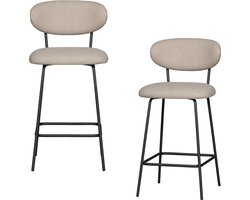 WOOOD Kjeld Barstoelen - Geweven Stof - Naturel - Set van 2