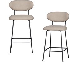 WOOOD Kjeld Barstoelen - Polyester - Naturel - Set van 2