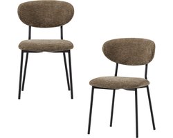 WOOOD Kjeld Eetkamerstoelen - Chenille Stof - Groen - Set van 2