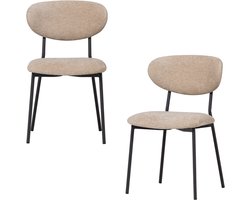 WOOOD Kjeld Eetkamerstoelen - Chenille Stof - Naturel - Set van 2
