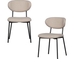 WOOOD Kjeld Eetkamerstoelen - Geweven Stof - Naturel - Set van 2