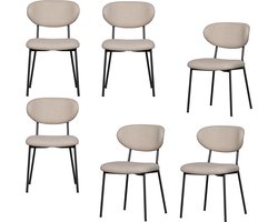 WOOOD Kjeld Eetkamerstoelen - Polyester - Naturel - Set van 6
