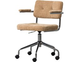 WOOOD Kova Bureaustoel - Geweven Ribstof - Donkerzand/Beige - 87x54x80 cm