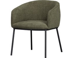 WOOOD Leon Eetkamerstoel - Bouclé Stof - Forest Green/Groen - 77x61x63 cm