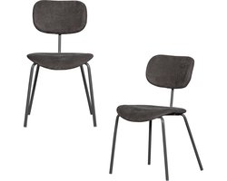 WOOOD Link Eetkamerstoelen - Polyester - Bruin/Grijs - Set van 2