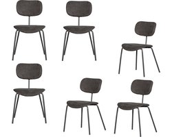 WOOOD Link Eetkamerstoelen - Polyester - Bruin/Grijs - Set van 6