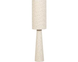 WOOOD Loft Vloerlamp - Metaal/Bouclé Stof - Naturel/Beige Met Stippen - E27 Lichtbron - 130xØ30 cm
