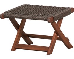 WOOOD Lois Voetenbankje - Hout - Donkerbruin - 34x45x44