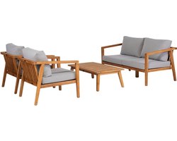 WOOOD Lucca Loungeset Buiten - Teak - Naturel - 68x222x222