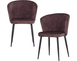 WOOOD Luse Eetkamerstoel - Velvet - Paars - Set van 2