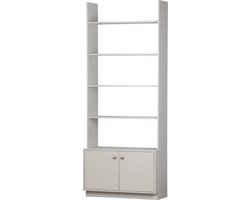 WOOOD Madu Boekenkast - Grenenhout - Wolkengrijs - 200x80x35 cm