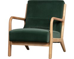 WOOOD Mark Fauteuil - Velvet Stof/Rubberhout - Flesgroen - 75x67x82 cm